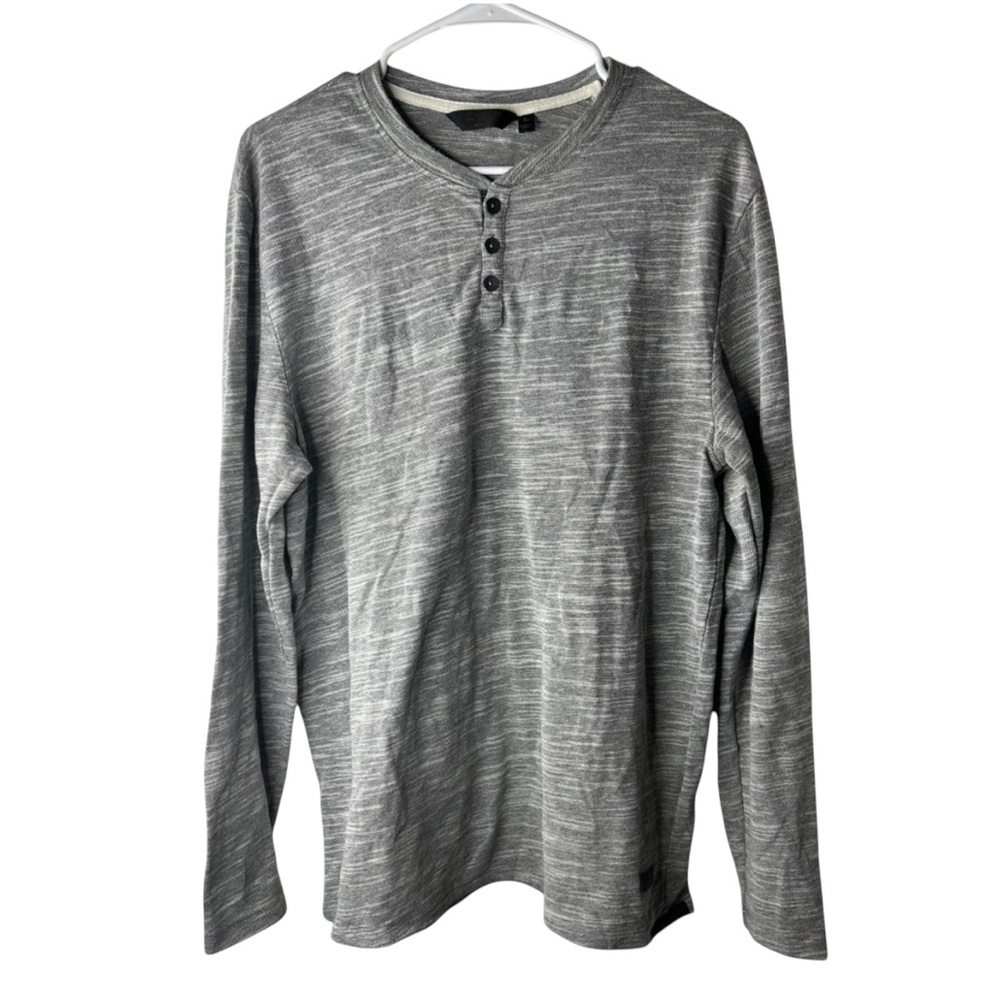 Outpost Men’s Long Sleeve Henley Shirt‎ Size L | Heather Gray Casual Classic